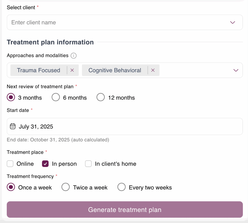 With Mentalyc, the treatment plan