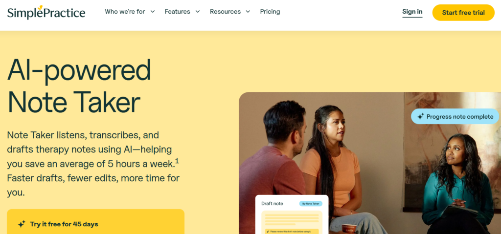 SimplePractice Note Taker