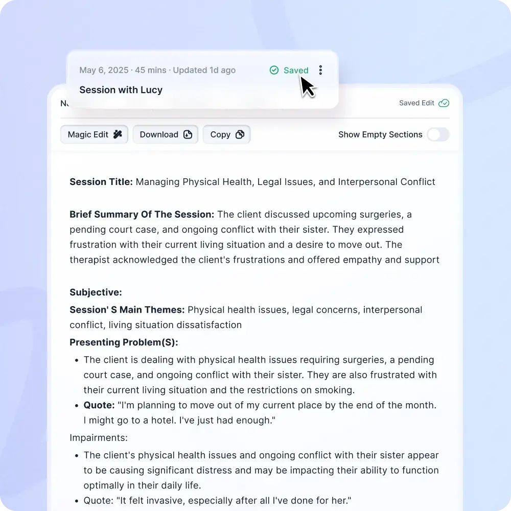 Mentalyc Treatment Plan