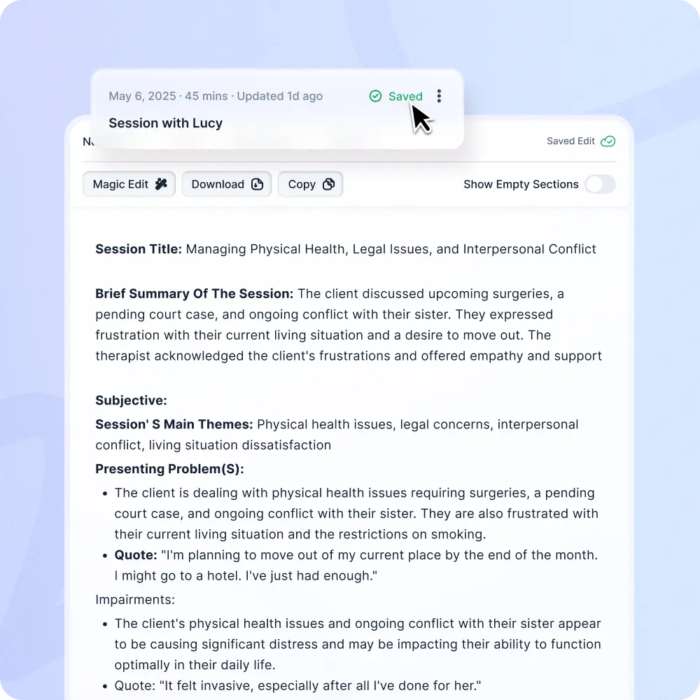 Mentalyc AI Treatment Planning Tool
